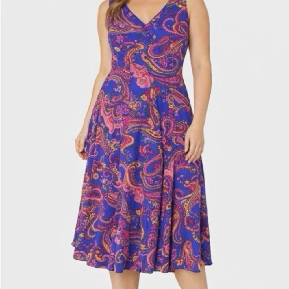 Jones NY Vintage 90’s Sz 10 Colorful Bold Paisley Full Flutter Hem Maxi Dress